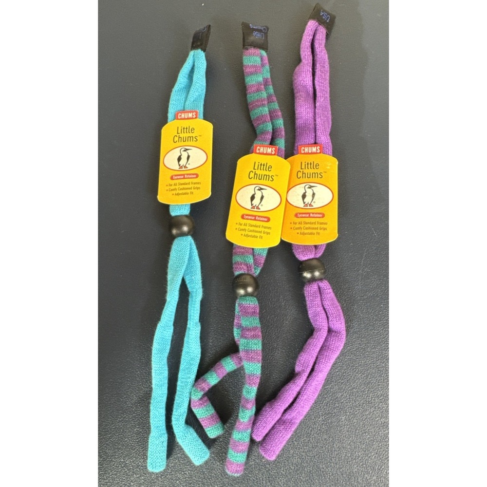 Chums LIttle‎ Chums Glasses Retainer Cord 3 Pack Blue Purple 1-Striped New 0845